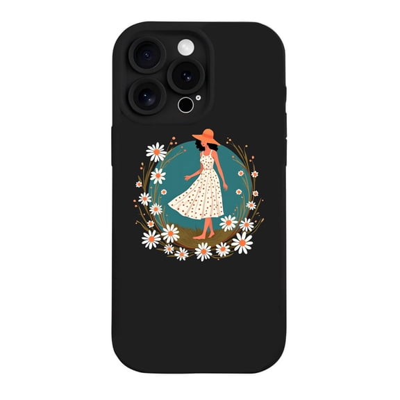 Stylish Yellowing Resistant Lightweight iPhone 15 Pro Case - Elegant Floral Pattern Design with Teal Background Perfect for Nature Lovers