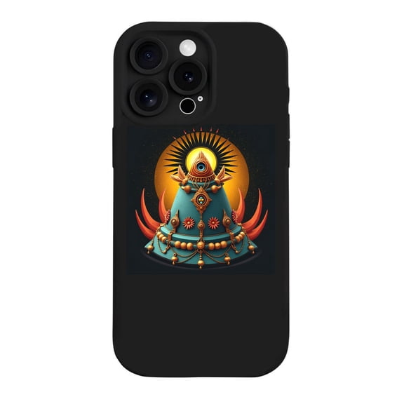 Stylish Yellowing Resistant Lightweight iPhone 15 Pro Case - Intricate Crown Pattern Design with Colorful Jewels and Mystical Elements