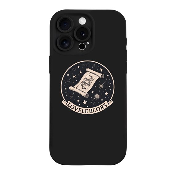 Stylish Yellowing Resistant Lightweight iPhone 15 Pro Case with Scroll Design and Stars - Unique LOVELHECORS Pattern