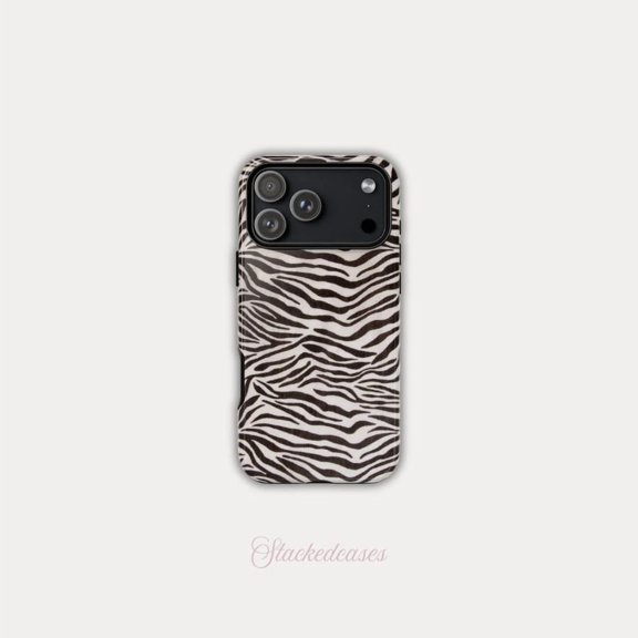 Stylish Zebra Print Protective Case for iPhone 11 12 13 14 15 16 17 Pro Max Plus