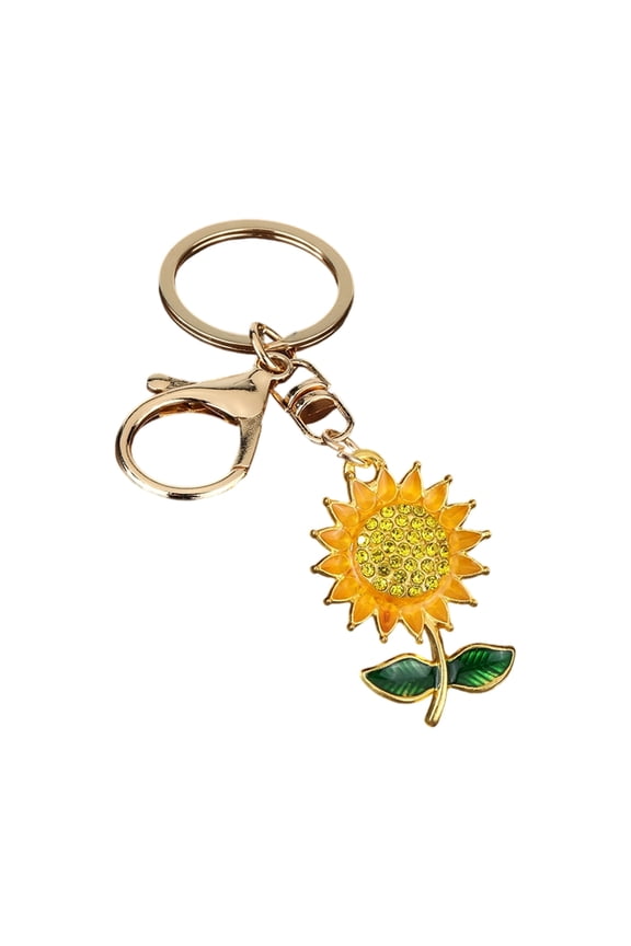 Stylish Zinc Alloy Key Chain Sunflower Pattern Keychain Decorative Ornament for Purse Backpack Car Interior