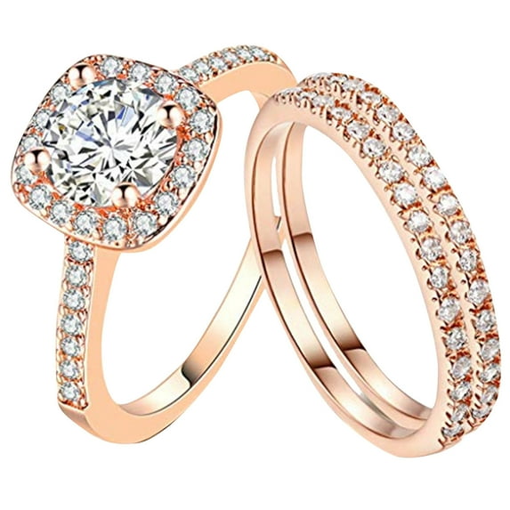 Stylish Zircon Stacking Rings Set for Women - 3pcs Fashion Wedding Promise Bridal Rings 3PCS