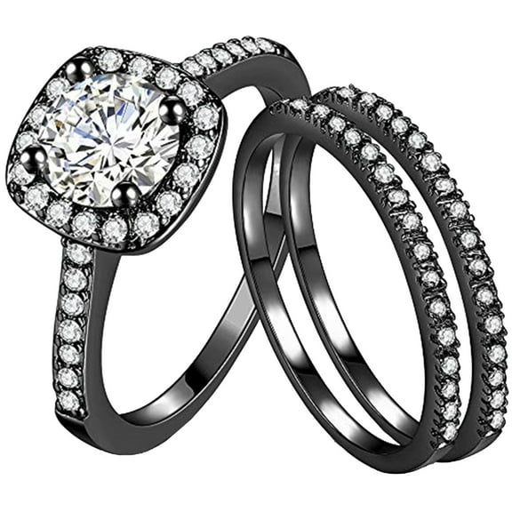 Stylish Zircon Stacking Rings Set for Women - 3pcs Fashion Wedding Promise Bridal Rings 3PCS