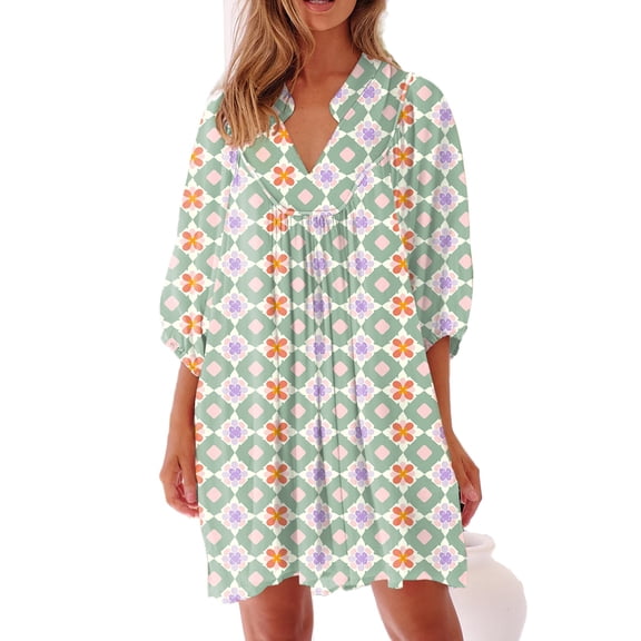 Stylish and Casual Summer Mini Dress in Green - Perfect for Vacations | [ZhiHiMeRi] | (US 4-6)S
