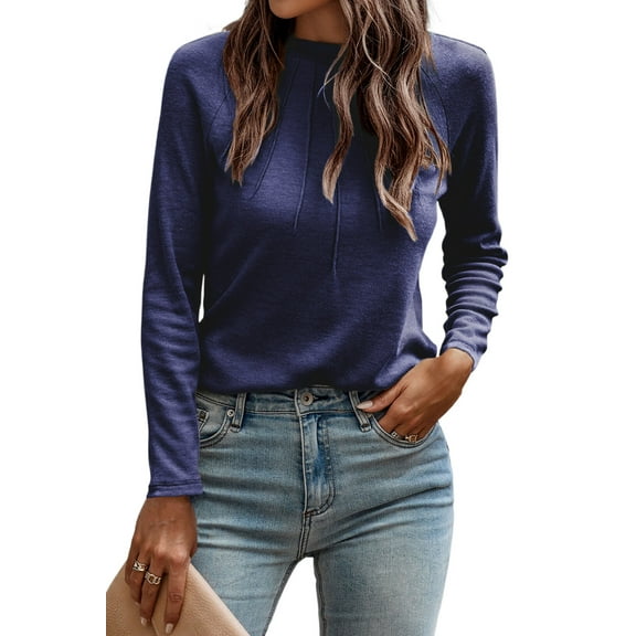 Stylish and Comfortable Navy Blue Long Sleeve Work Top with Shift Silhouette, XL