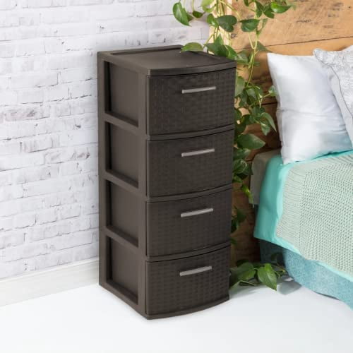 Multi Pattern Drawers Stylish and Durable Weave Pattern Plastic Drawers 4-Drawer Tower, Ideal ...