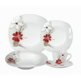 thumbnail image 1 of Stylish and Elegant 20 Pieces Porcelain Square Dinnerware Set Service for 4 People for Hosting Parties and Events - Fun Red and Tan Floral Design, 1 of 1