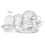 Stylish and Elegant 57 Pieces Bone China Dinnerware Set Service for Hosting Parties and Events for 8 People - Viola, 57 Piece