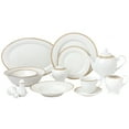 thumbnail image 1 of Stylish and Elegant 57 Pieces Porcelain Dinnerware Set Service for 8 People - Georgette, Gold Border, 1 of 4