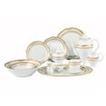 thumbnail image 1 of Stylish and Elegant 57 Pieces Porcelain Dinnerware Set Service for 8 People for Hosting Parties and Events - Wavy Edge, Gold Border, 1 of 1