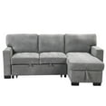 thumbnail image 1 of Stylish and Functional Light Chaise Lounge Sectional with Storage Rack Pull-out Bed Drop Down Table and USB Charger Gray, 1 of 8