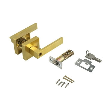 Stylish and Functional Square Privacy Door Handle with Keyed Entry System Gold