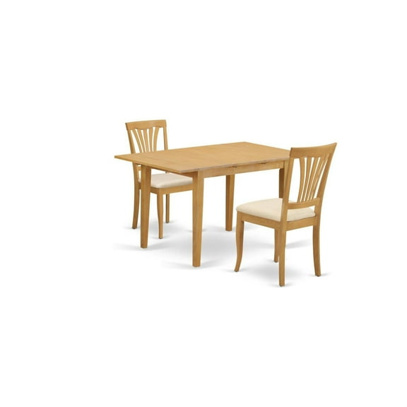 Stylish and Trendy 3-Piece Dinette Set | Rectangular Table with 2 Solid Seat Chairs | Asian Hardwood | Oak Finish | Perfect Addition to Any Decor