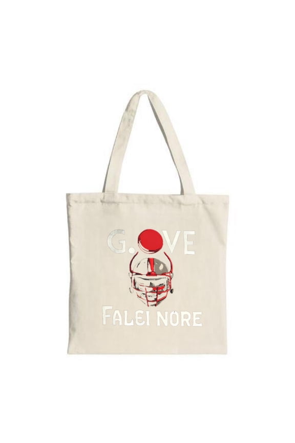 Stylish canvas tote bag featuring a football helmet and " G O V E FALEI NORE " text perfect for shopping travel and parties