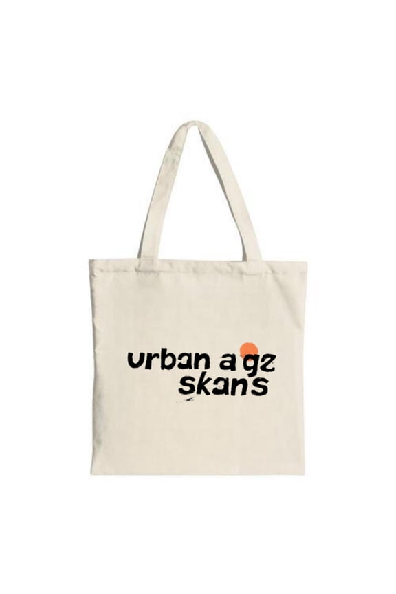 Cute Cartoon Dog Tote Bag - White Canvas Red & White Dog Design " TO TO EVERYWHERE " in Orange Perfect for Shopping & Travel
