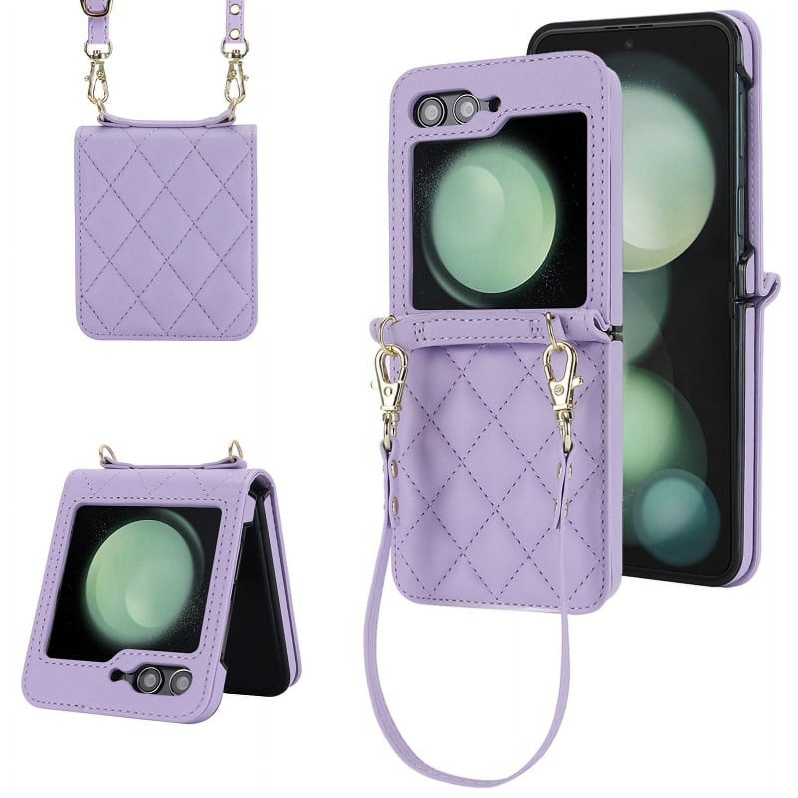 Stylish crossbody foldable leather phone case for Samsung Z flip3, protective case