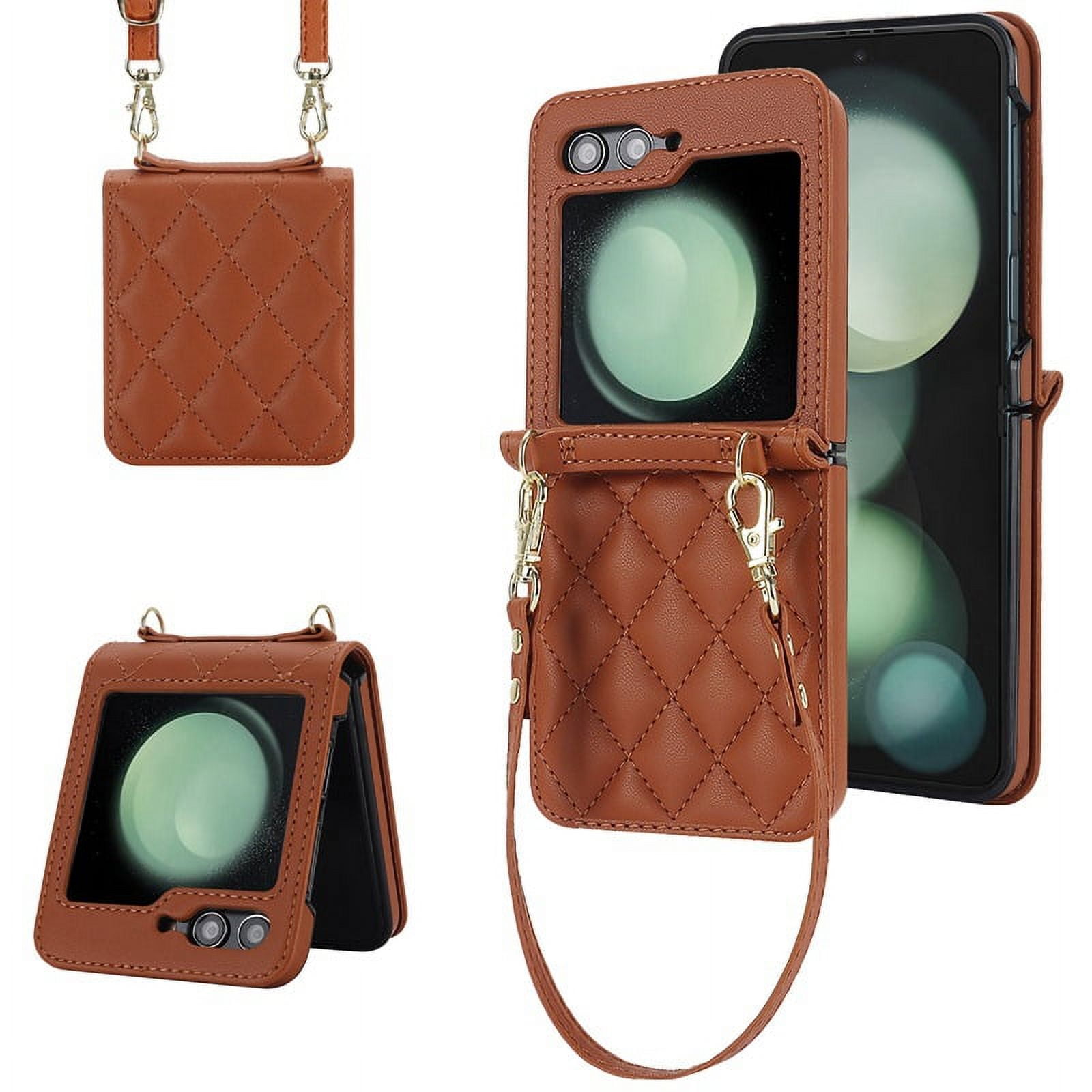 Stylish crossbody foldable leather phone case for Samsung Z flip5, protective case