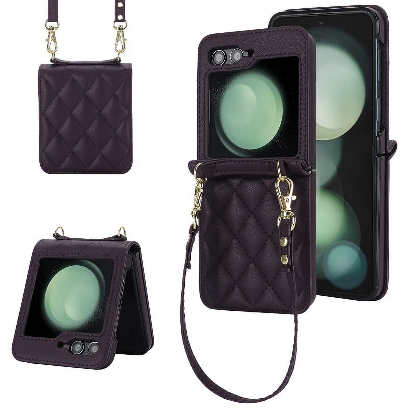 Stylish crossbody foldable leather phone case for Samsung Z flip5, protective case