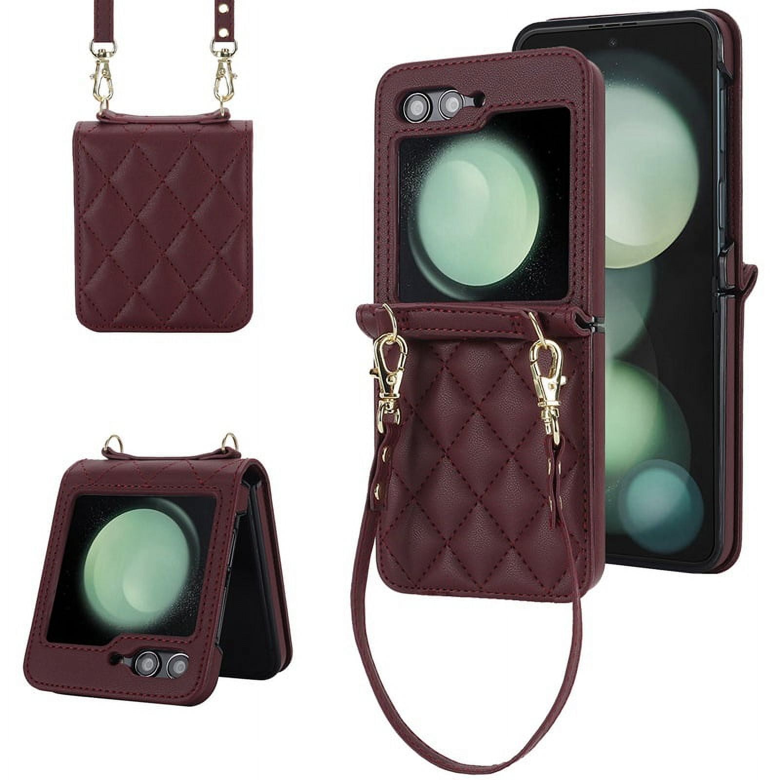 Stylish crossbody foldable leather phone case for Samsung Z flip5, protective case