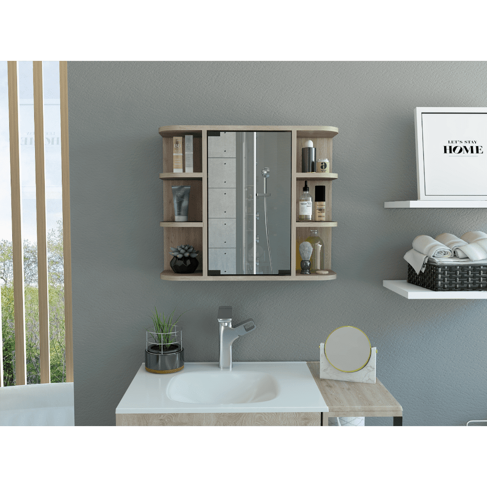 Stylish and functional Light Gray Mirrored Medicine with Six