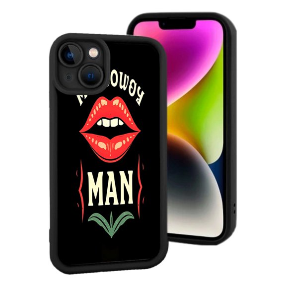 Stylish iPhone 15 Case - Black Background with Bold ' MAN ' Design Lightweight & Yellowing Resistant Perfect Protection