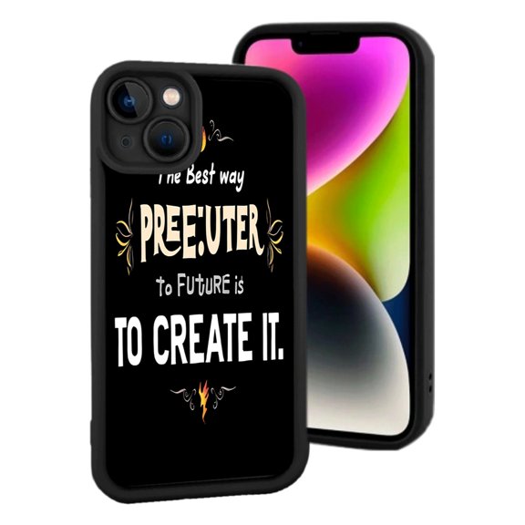 Stylish iPhone 15 Case - Black Background with ' Create Your Future ' Design Lightweight & Yellowing Resistant Perfect Fit