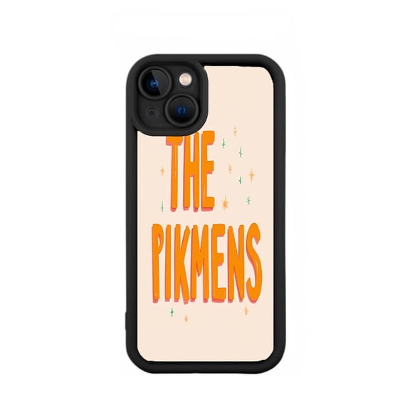 Stylish iPhone 15 Case - Lightweight Yellowing Resistant with Bold ' THE PIKMEN ' Design Orange Text & Colorful Star Accents