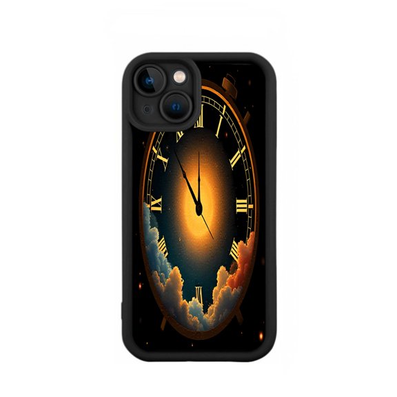 Stylish iPhone 15 Case - Lightweight Yellowing Resistant with Celestial Clock Design Roman Numerals & Gradient Colors