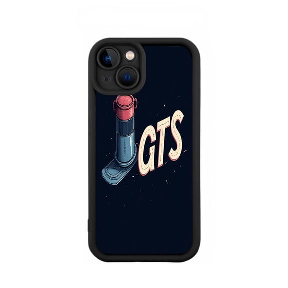 Stylish iPhone 15 Case - Lightweight Yellowing Resistant with Futuristic Red & Blue Design Bold ' GTS ' Text Perfect Fit with Camera Cutout