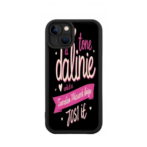 Stylish iPhone 15 Case - Lightweight Yellowing Resistant with Heart Pattern & Trendy Text Design - Perfect for Fashion Lovers