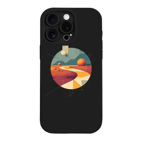Stylish iPhone 15 Pro Case - Lightweight Yellowing Resistant with Abstract Desert Landscape Design Geometric Shapes & Modern Aesthetic
