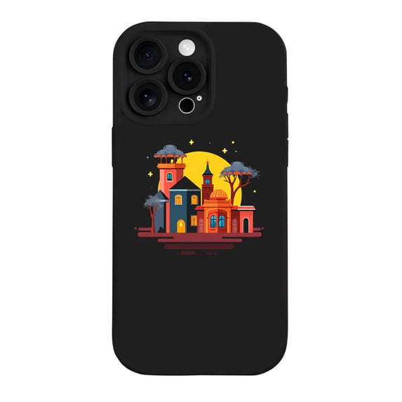 Stylish iPhone 15 Pro Case - Lightweight Yellowing Resistant with Colorful Pattern Design Inspired by Whimsical Architecture and Vibrant Sun