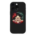 thumbnail image 1 of Stylish iPhone 15 Pro Case - Lightweight Yellowing Resistant with Elegant East Asian Pagoda & Cherry Blossom Design, 1 of 6
