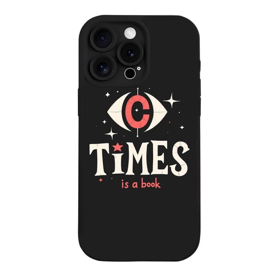 Stylish iPhone 15 Pro Case - Lightweight Yellowing Resistant with Red & White ' C ' Design Stars & ' TIMES is a book ' Text