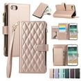 thumbnail image 1 of Stylish iPhone SE 2022/2020/ iPhone 8 7 Case Wallet with Card Slots and Zipper Pocket, Hand Wrist + Crossbody Strap RFID Blocking Girls Women Case for Apple iPhone SE 3rd 2nd Gen, Rosegold, 1 of 9