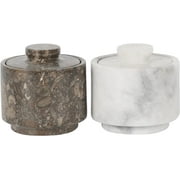 Stylish marble sugar dispenser White and Grey Oceanic 3.5 oz salt cellar, salt container and marble décor 3" X 3" Kitchen décor and Salt Pepper Bowls salt dispenser