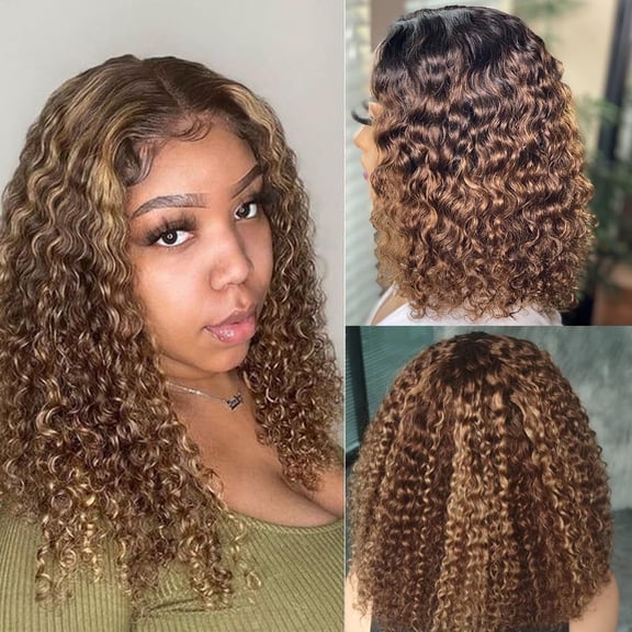 Stylish voluminous African-style short brown curly hair with synthetic fiber wig