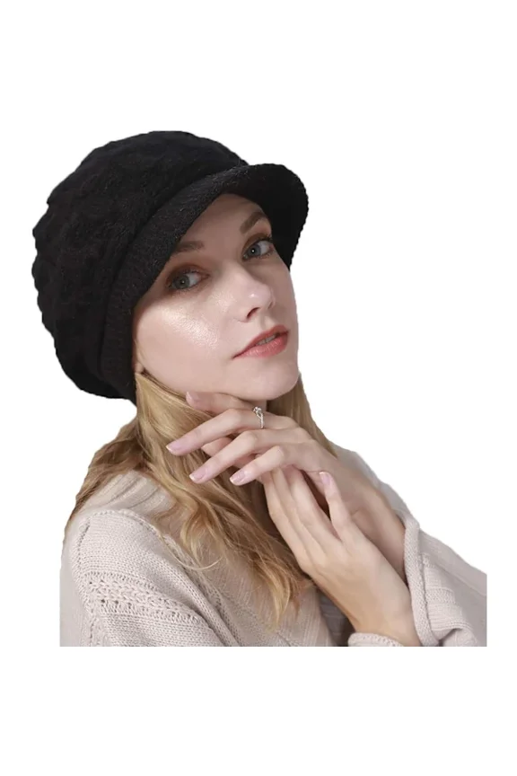 Stylish winter hat for women with brim, vintage winter hat for women, Wo