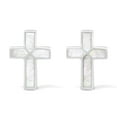 thumbnail image 1 of Stylishly Elegant White Shell Inlaid Sterling Silver Cross Earrings, 1 of 7