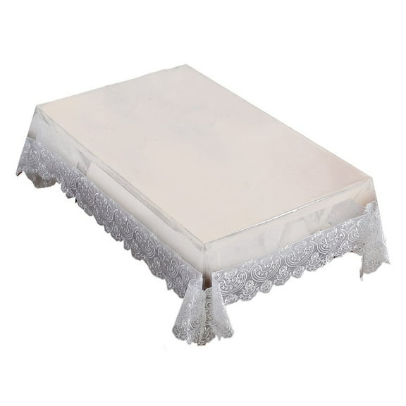 Stylishly Simple PVC Tablecloth with Decorative Lace Border for Every Occasion (white A)