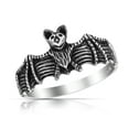 thumbnail image 1 of Stylishly Spooky Nocturnal Bat Sterling Silver Ring-6, 1 of 7