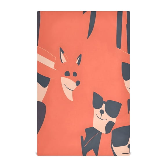 Stylized Animals Pattern Kitchen Towels Set of 4 Tea Towels for Kitchen Decorative Waffle Dishcloths 28x18in