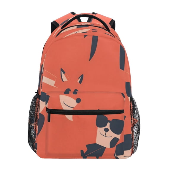 Stylized Animals Pattern Stylish Large Backpack 15L Self-Standing Durable Twill for School, Office and Travel Use