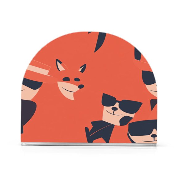 Stylized Animals Pattern Thick U Shape Acrylic Napkin Holder Non Slip Space Saving for Kitchen