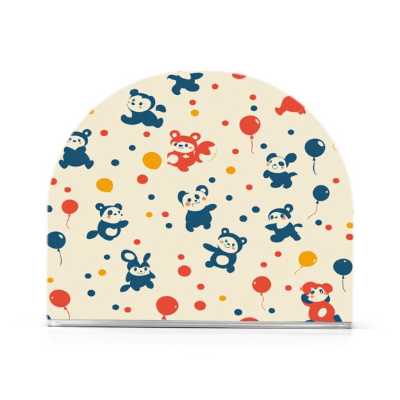 Stylized Animals Pattern Thick U Shape Acrylic Napkin Holder Non Slip Space Saving for Kitchen