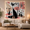 thumbnail image 1 of Stylized Black Cats Surrounded by Starbursts in a Cosmic Scene, Whimsical Retro for Cat Lovers, Graphic Wall Art Decor, Housewarming Gift, Tapestry Wall Hanging for Bedroom and Living Room, 1 of 7