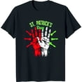 thumbnail image 1 of Stylized Black T-Shirt with Red and White Hands & Fingerprints for 's Day, 1 of 5