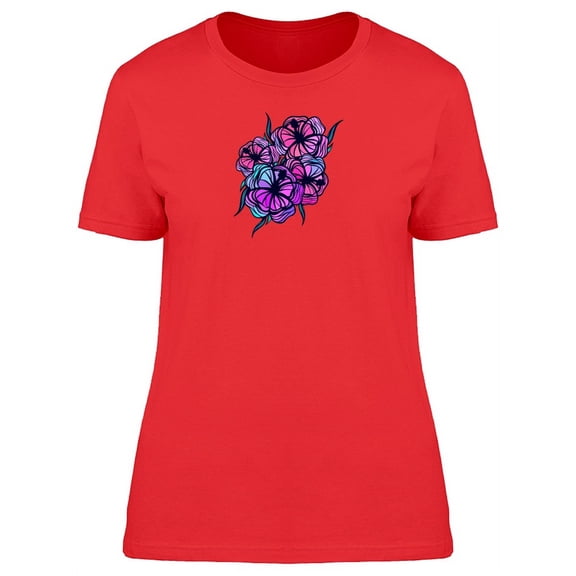 Stylized Bright Purple Flowers T-Shirt Women -Image by Shutterstock, Female Medium