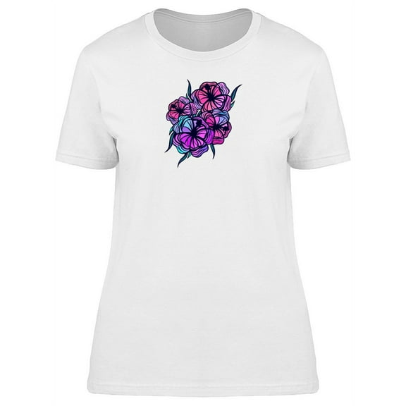 Stylized Bright Purple Flowers T-Shirt Women -Image by Shutterstock, Female Medium