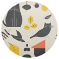 thumbnail image 1 of Stylized Cat and Leaves 15.4in Diameter PVC Plate Mat, Heat-Resistant and Cuttable, Kitchen Decor, 1 of 7